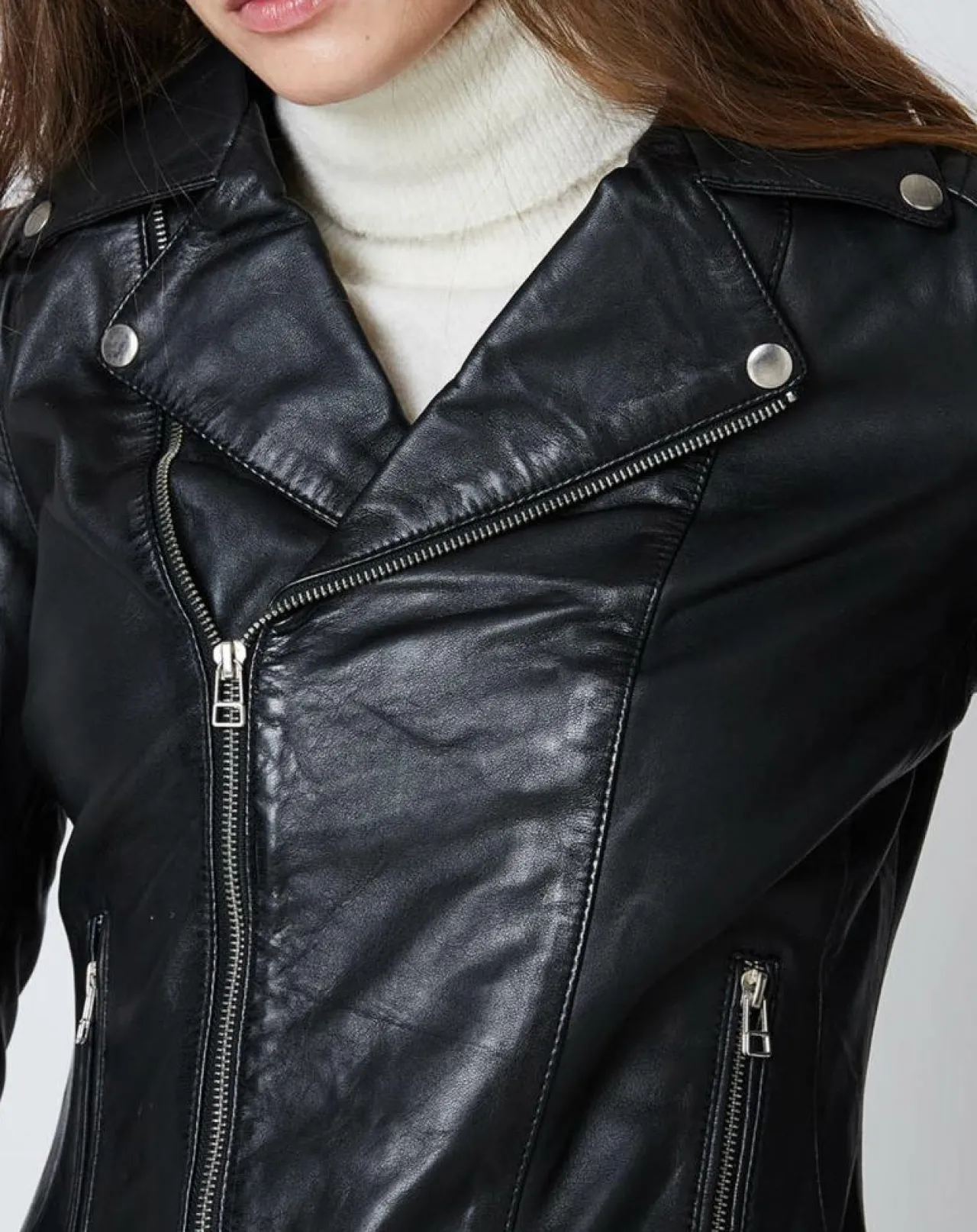 Veste en Cuir Carmen noire