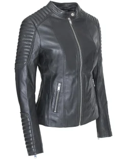Veste en Cuir Caterina noire