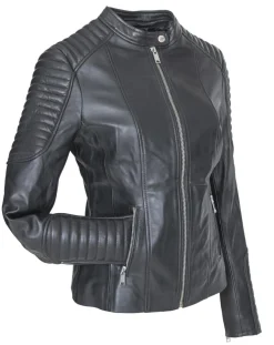 Veste en Cuir Caterina noire