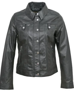 Veste en Cuir Catia noire