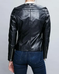 Veste en Cuir Cécile noire