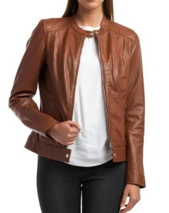 Veste en Cuir Celeste cognac