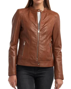 Veste en Cuir Celeste cognac