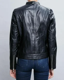 Veste en Cuir Celeste noire