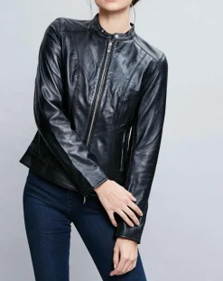 Veste en Cuir Celeste noire