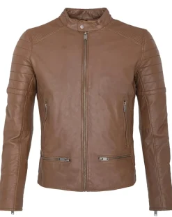 Veste en Cuir Charles cognac