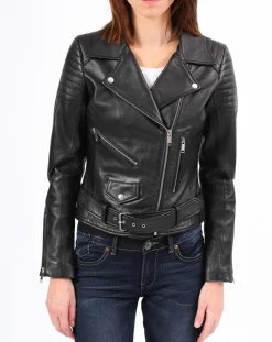 Veste en Cuir Constance noire