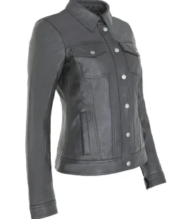 Veste en Cuir d'Agneau Christine noire