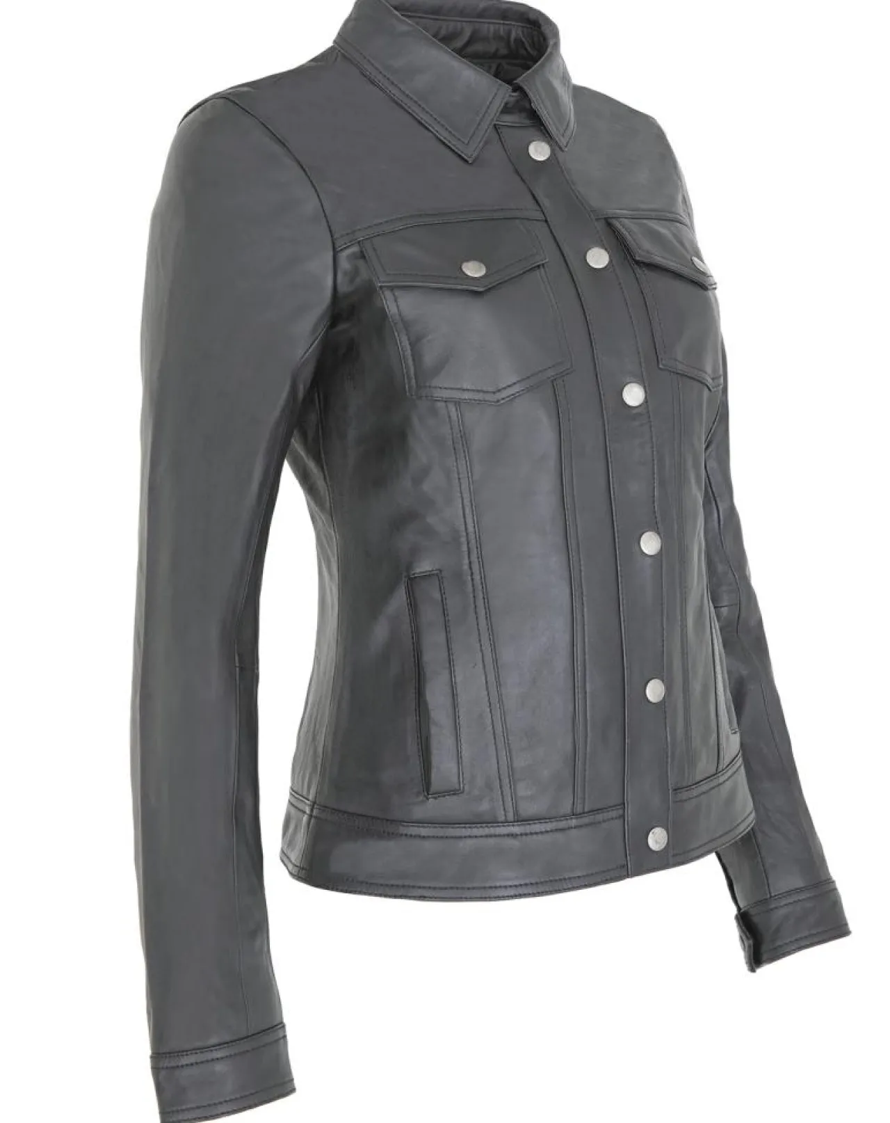 Veste en Cuir d'Agneau Christine noire