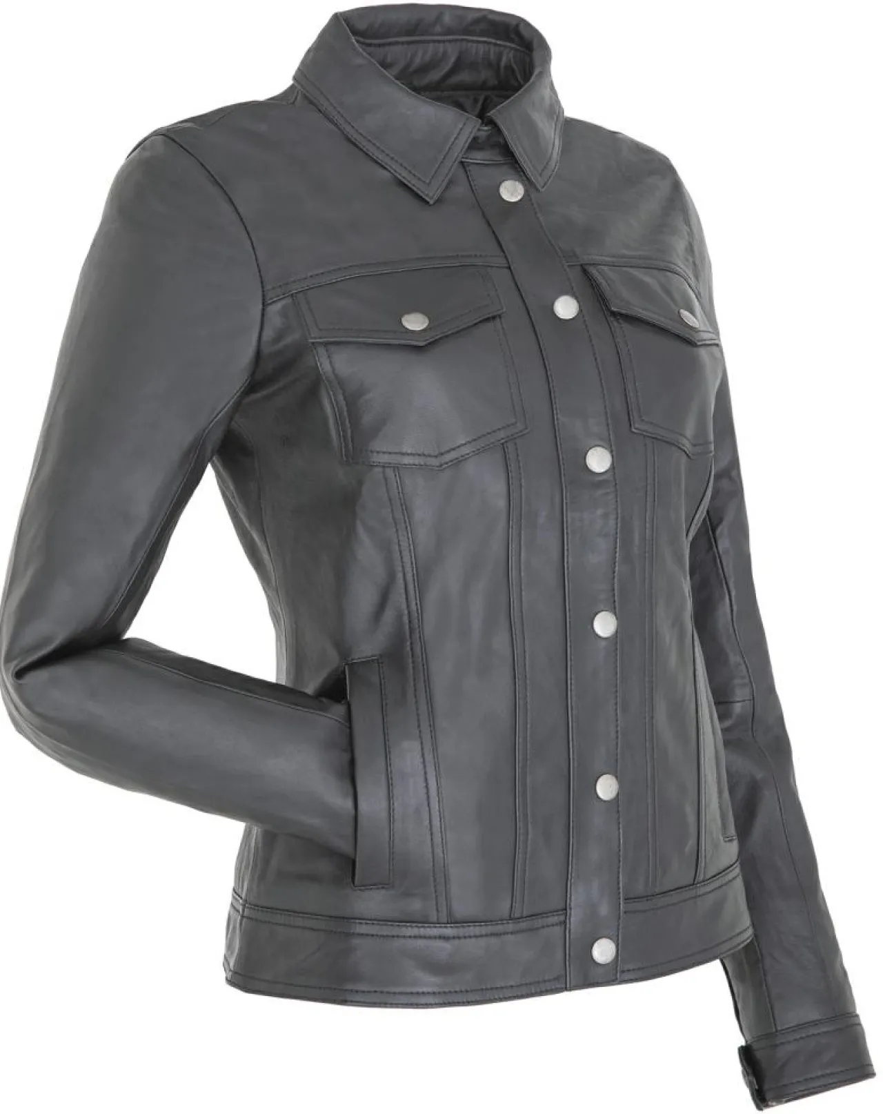 Veste en Cuir d'Agneau Christine noire