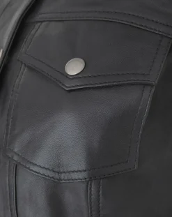 Veste en Cuir d'Agneau Christine noire