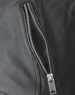 Veste en Cuir d'Agneau Clara noire