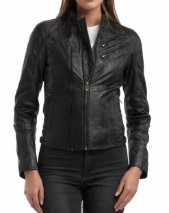 Veste en Cuir d'Agneau Samantha noire