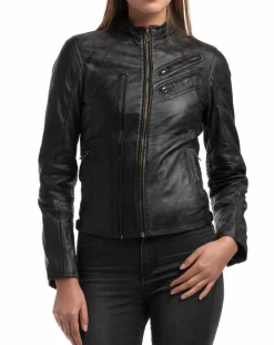 Veste en Cuir d'Agneau Samantha noire