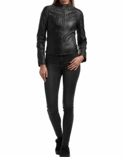 Veste en Cuir d'Agneau Samantha noire
