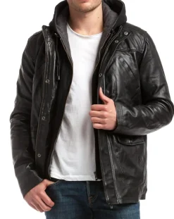 Veste en Cuir Elgon noire