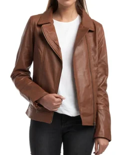 Veste en Cuir Elodie cognac