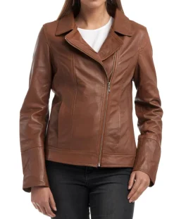 Veste en Cuir Elodie cognac
