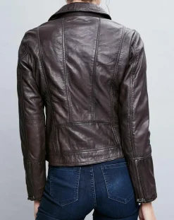 Veste en Cuir Elodie marron