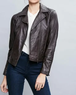 Veste en Cuir Elodie marron