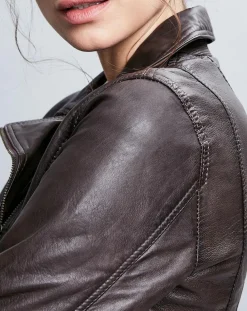 Veste en Cuir Elodie marron