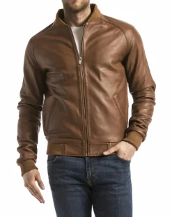 Veste en Cuir Eze cognac