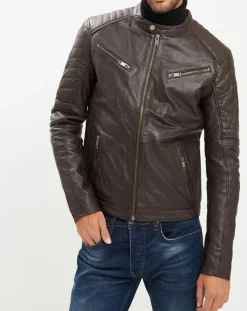 Veste en Cuir Flash marron