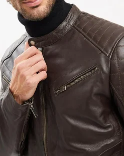Veste en Cuir Flash marron