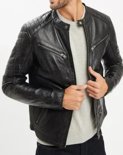 Veste en Cuir Flash noire