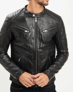 Veste en Cuir Flash noire