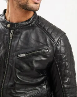 Veste en Cuir Flash noire