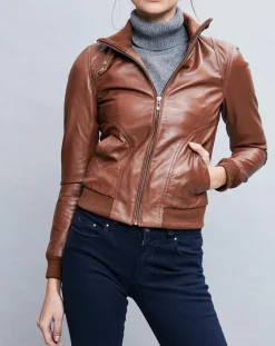 Veste en Cuir Gema cognac
