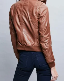 Veste en Cuir Gema cognac