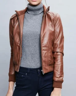 Veste en Cuir Gema cognac