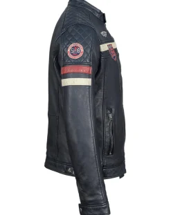 Veste en Cuir Harty bleu marine