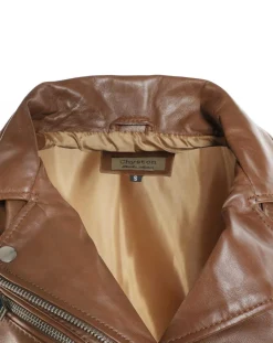 Veste en Cuir Hortence cognac