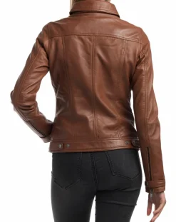 Veste en Cuir Idaline cognac