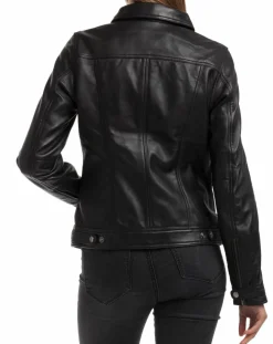 Veste en Cuir Idaline noire