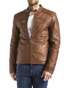 Veste en Cuir Idannus cognac