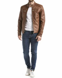 Veste en Cuir Idannus cognac