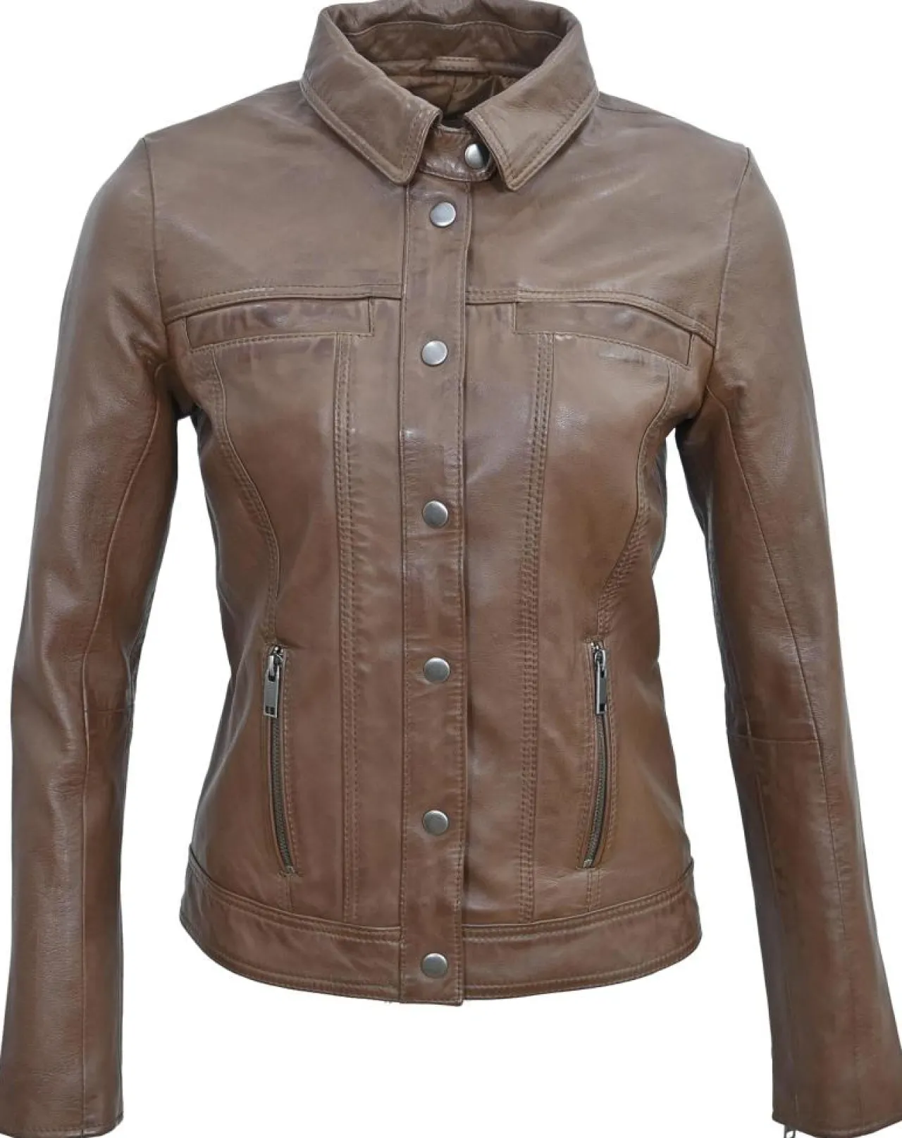 Veste en Cuir Isia cognac
