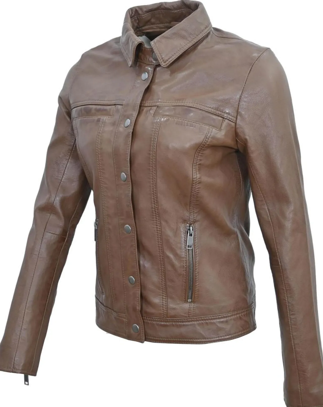Veste en Cuir Isia cognac