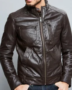Veste en Cuir Jacky marron