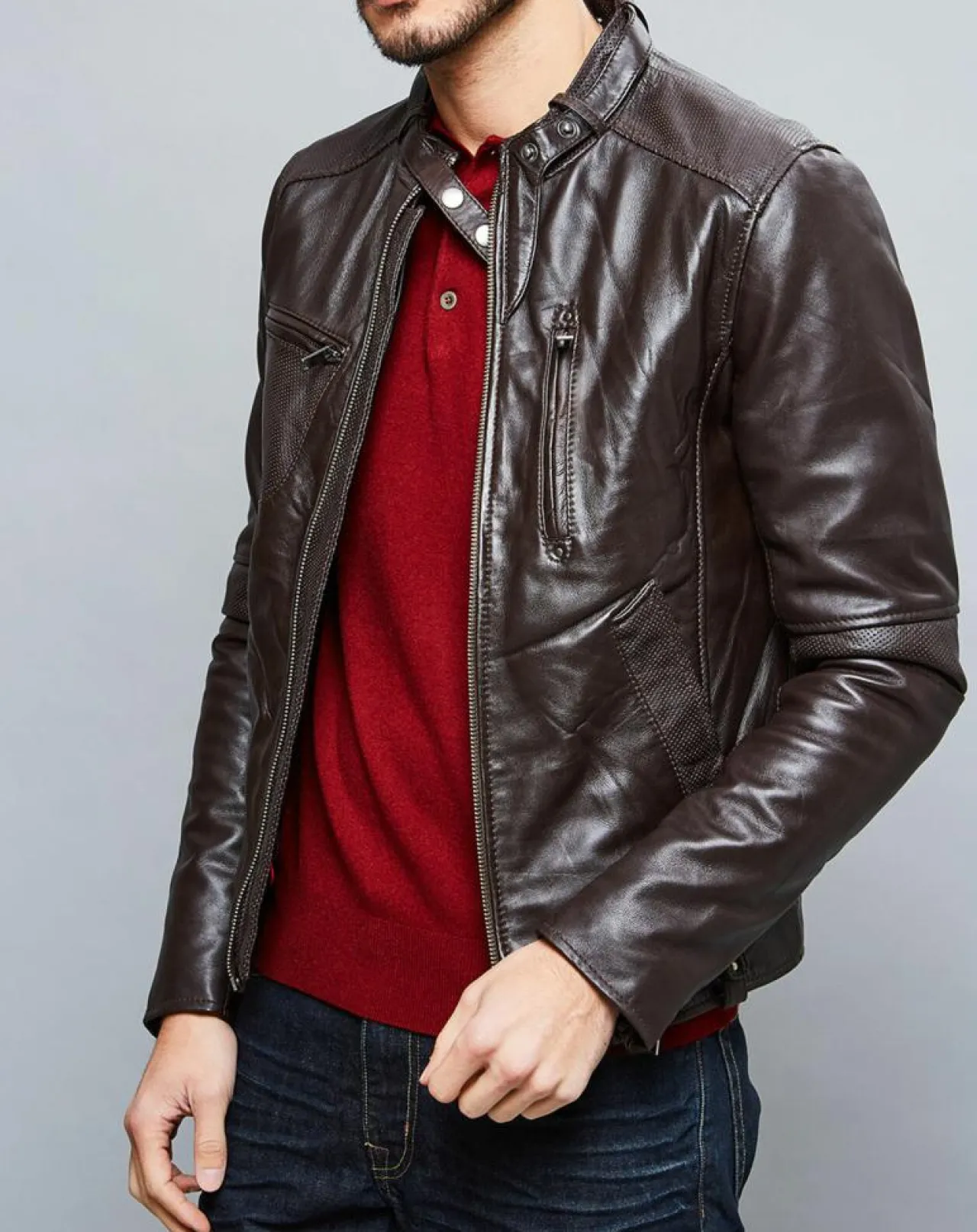 Veste en Cuir Jacky marron