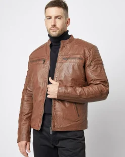 Veste en Cuir Jefferson cognac
