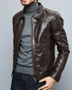 Veste en Cuir Karlton marron