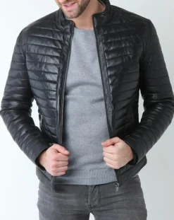 Veste en Cuir Lazare noire
