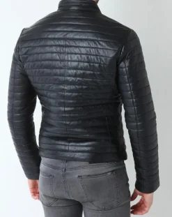 Veste en Cuir Lazare noire