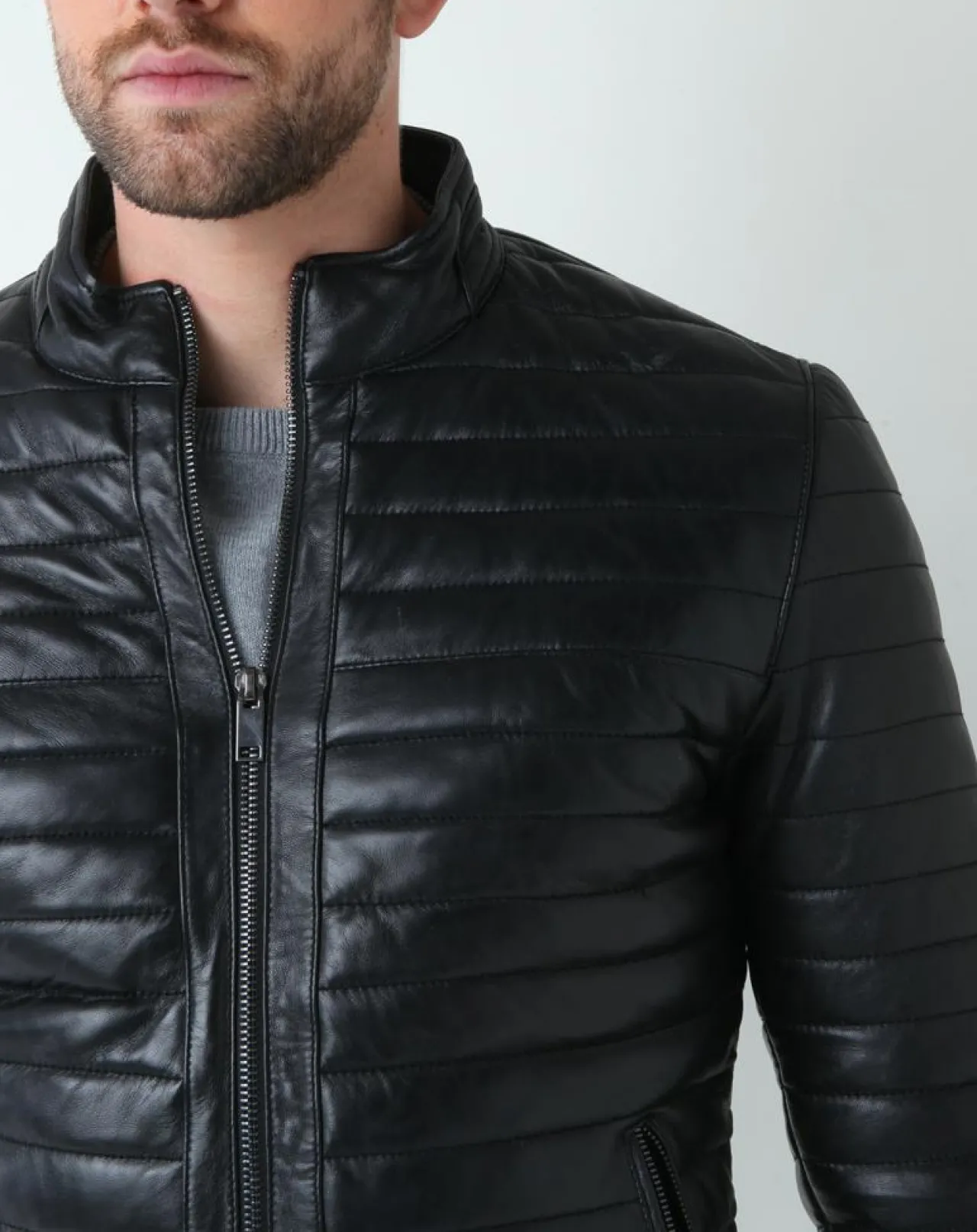 Veste en Cuir Lazare noire