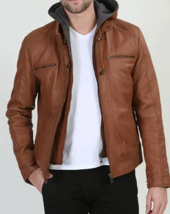 Veste en Cuir Leif cognac